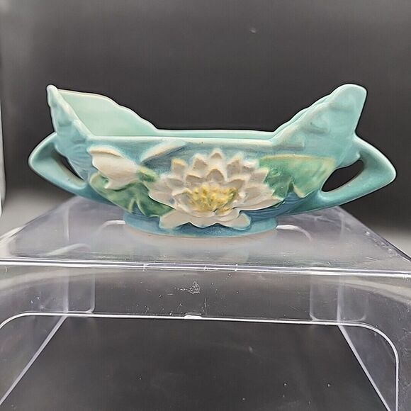 Roseville Pottery Water Lily Handled Planter 439-6 8.5" x 2.25" - Picture 1 of 9